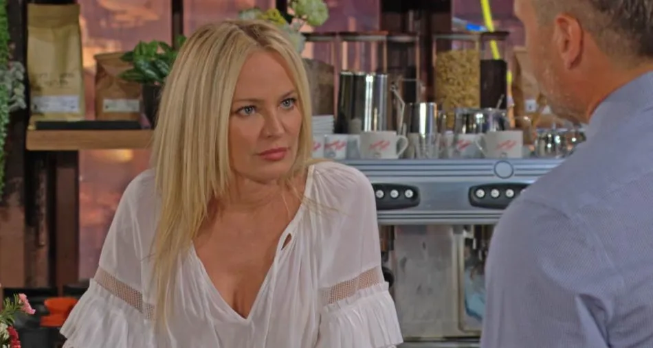 Sharon (Sharon Case) découvre la liaison de Nick (Joshua Morrow) et Sally (Courtney Hope)